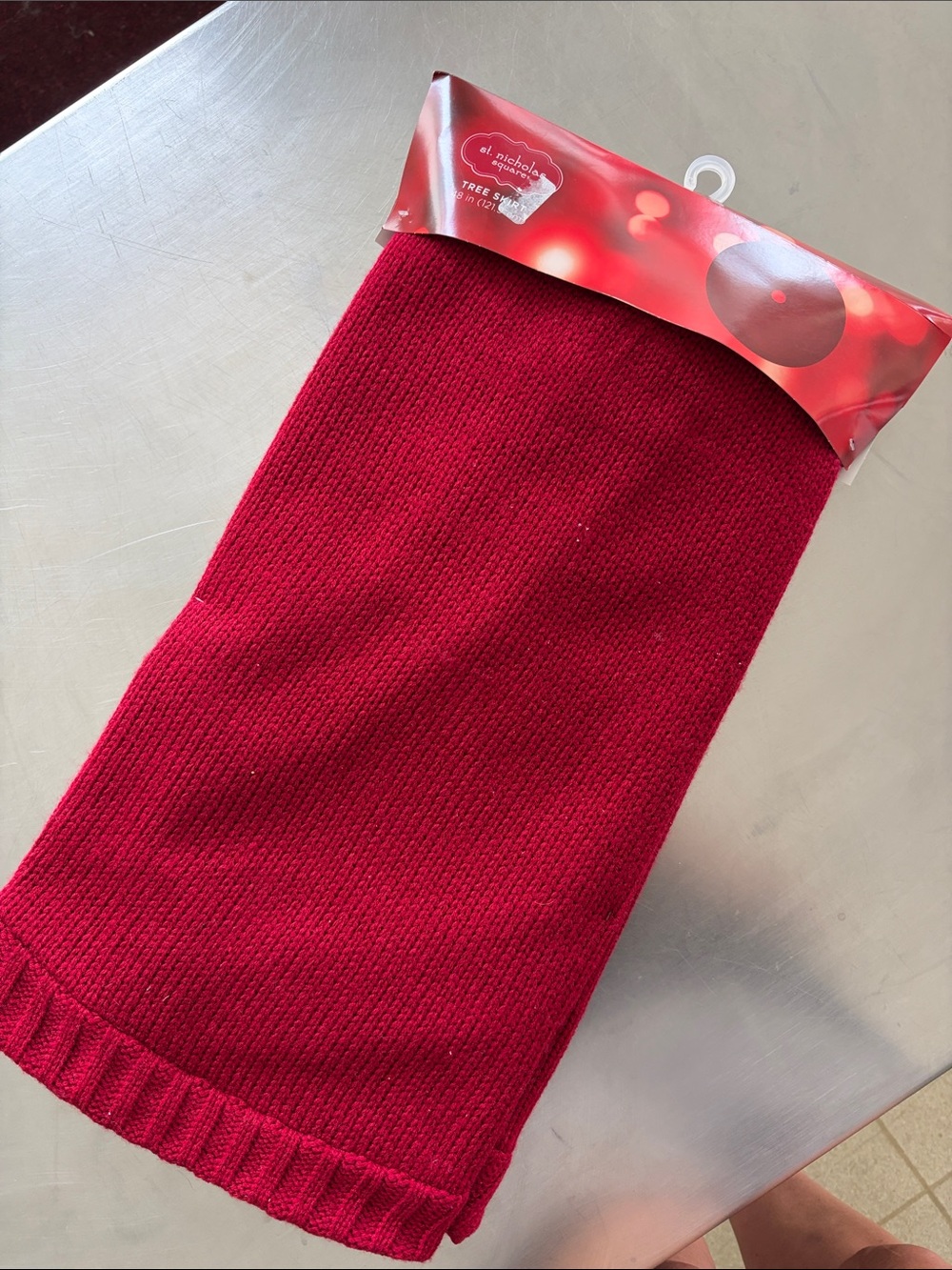 St. Nicholas Square Red Knit Holiday Tree Skirt